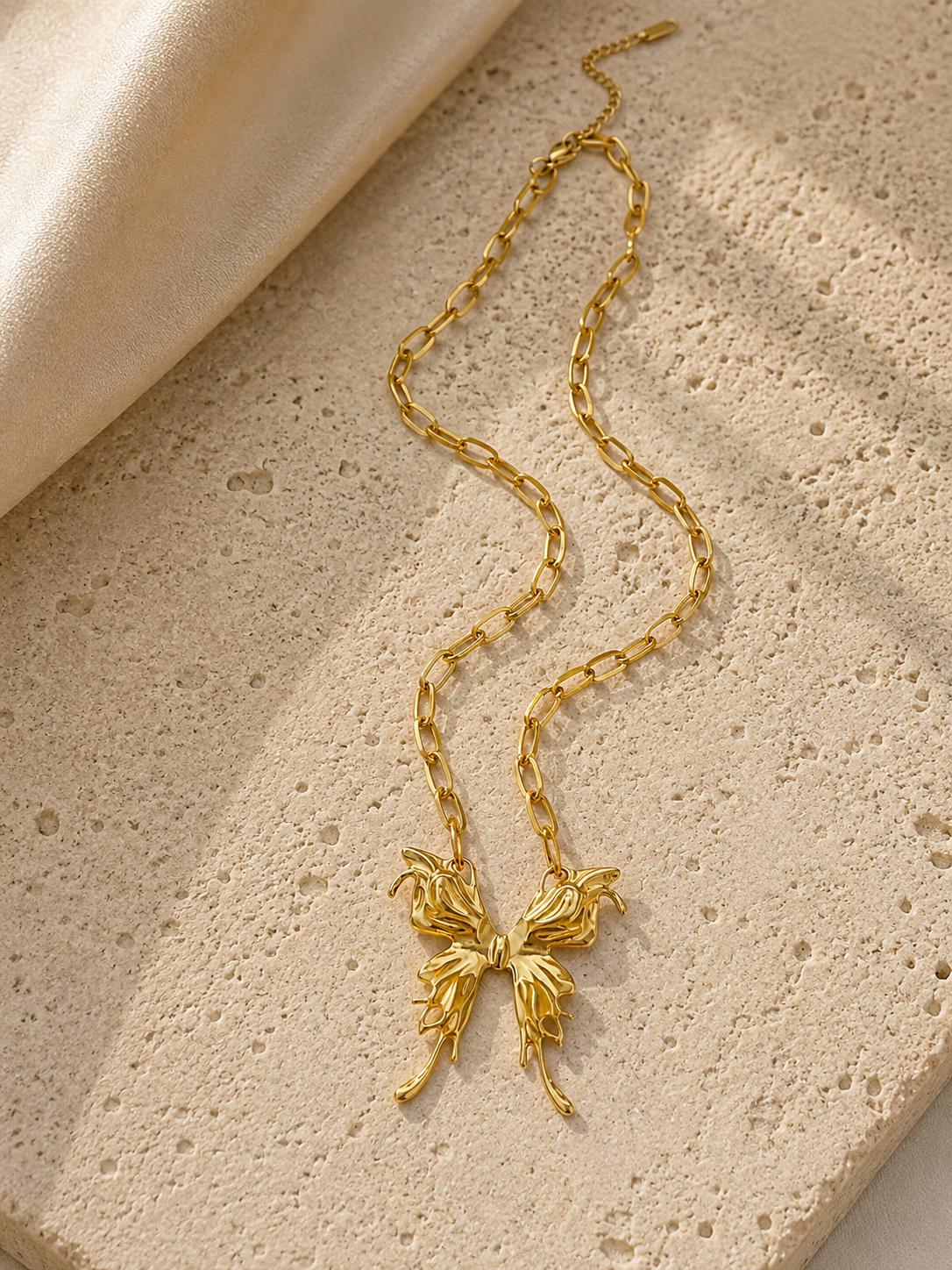Gold Butterfly Pendant Paperclip Chain Necklace 🦋✨-A466