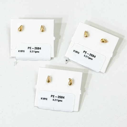 Real 18K Gold Mini Tear Drop Earrings ( 1 Pair )