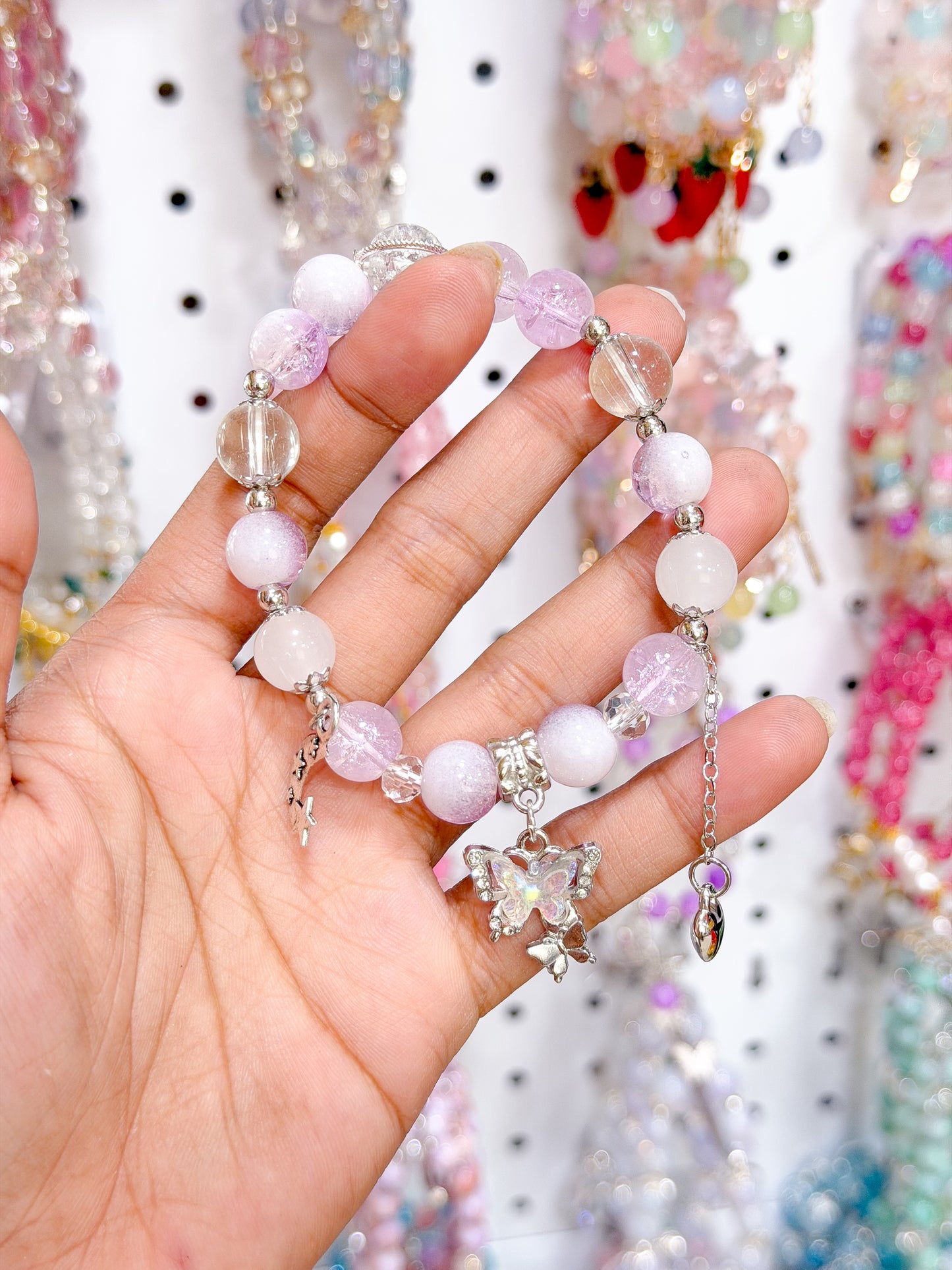 Dreamy Violet Lucky Charm Beaded Bracelet