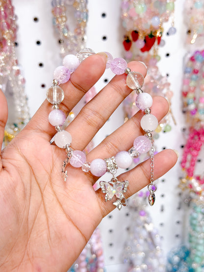 Dreamy Violet Lucky Charm Beaded Bracelet