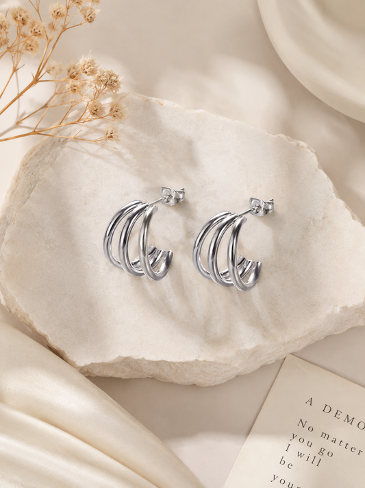 Minimalist Triple Hoop Earrings | Tarnish Resistant B-34