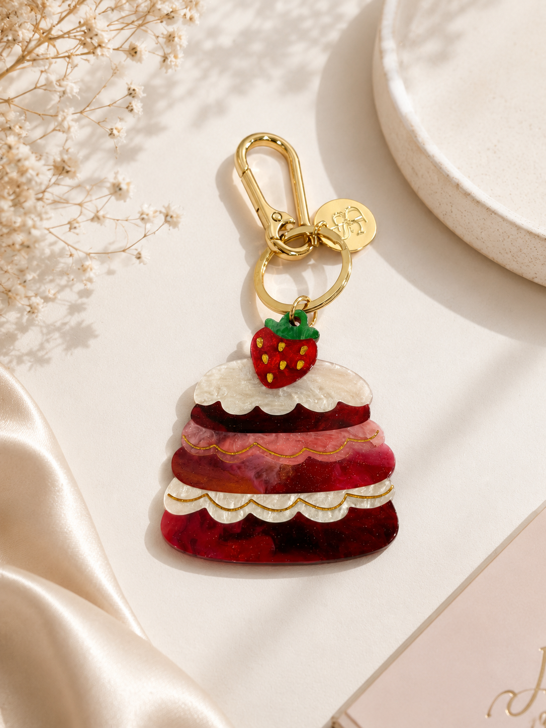 Strawberry Cake Acrylic Bag Charm
