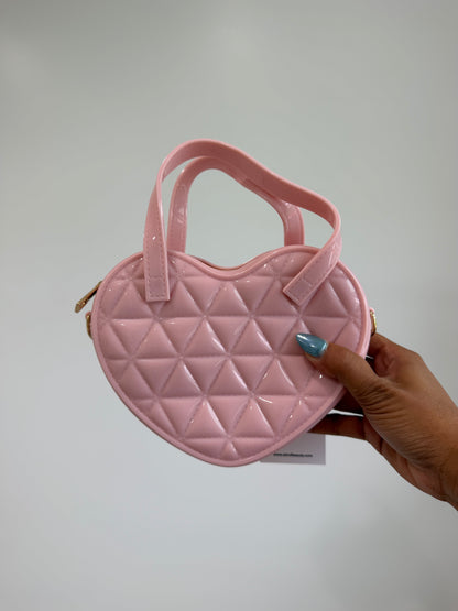 Quilted Heart Shaped Jelly Crossbody Chain Bag