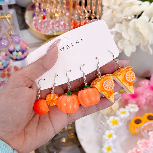 3 Pack Orange Earring Set's