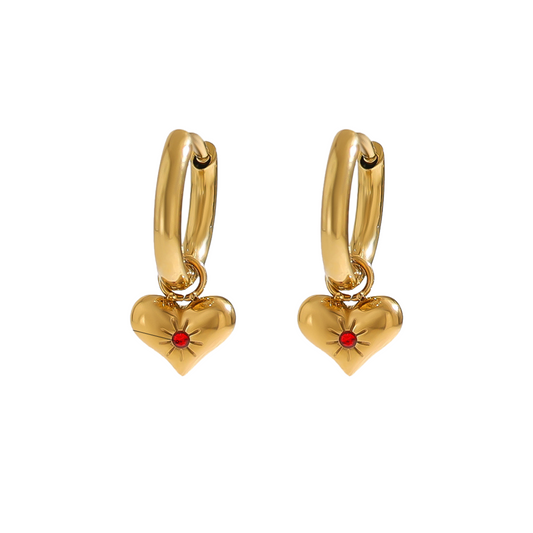 Honey Heart Huggie Hoop Earrings | B-93