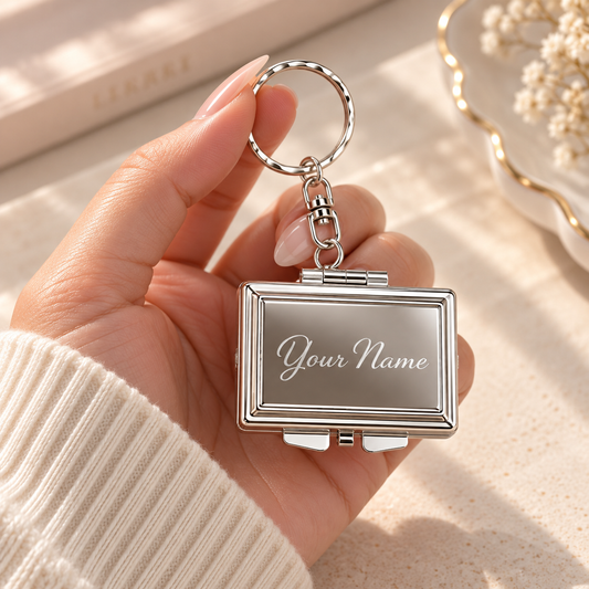 Personalized Square Compact Mirror Keychain