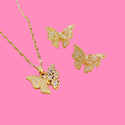 Crystal Flutter Necklace & Earrings