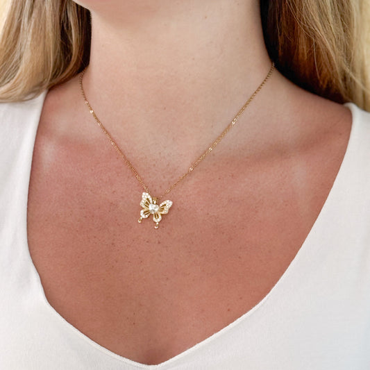 Pave Butterfly Necklace