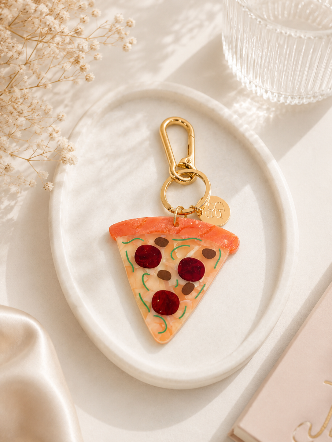 Pepperoni Pizza Acrylic Bag Charm