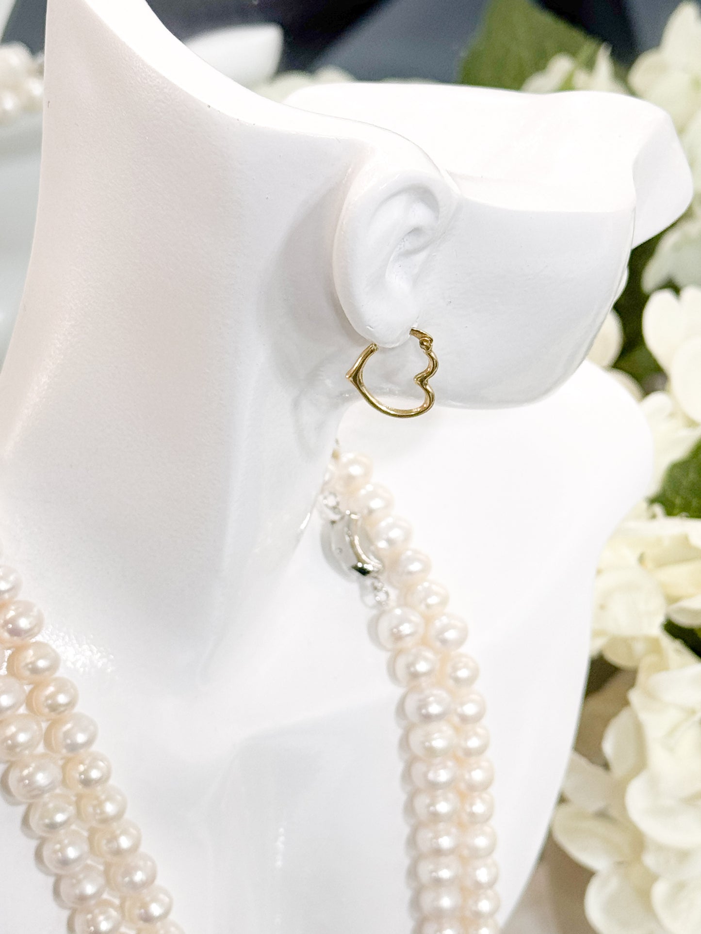 18K Genuine Gold Heart Hoop Earrings