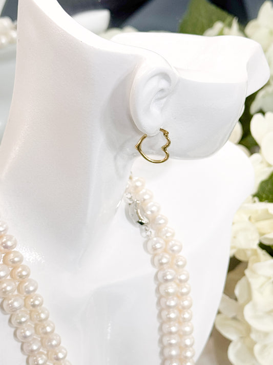 18K Genuine Gold Heart Hoop Earrings