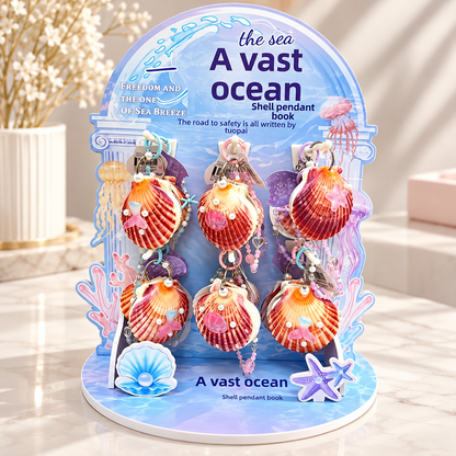 Mermaid Seashell Mini Notepad Keychain with Beaded Charm 🧜‍♀️🐚✨