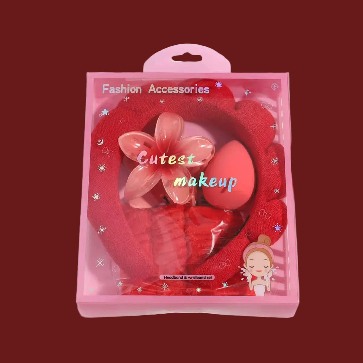 Packaged fashion accessories with heart designs on a white background