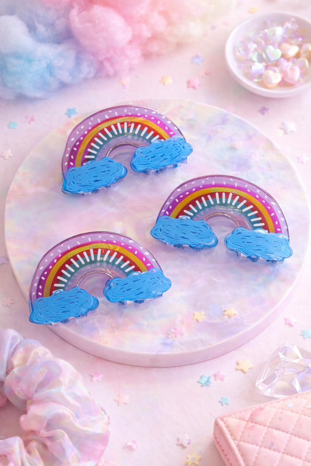 Retro Blue Rainbow Hair Claw Clip