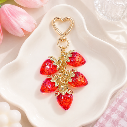 Crystal Strawberry Cluster Bag Charm 🍓
