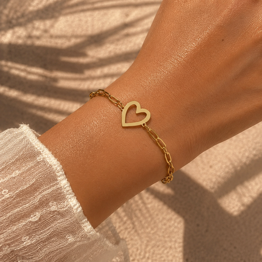Open Heart Chain Bracelet | Tarnish Resistant - B204