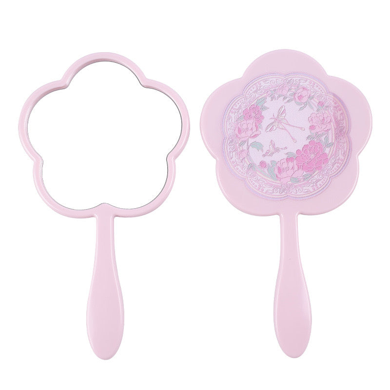 Vintage Floral Flower Shaped Handheld Mirror