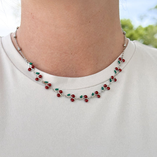 Silver Cherry Dream Necklace