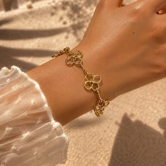 Flower Link Statement Bracelet | Tarnish Resistant
