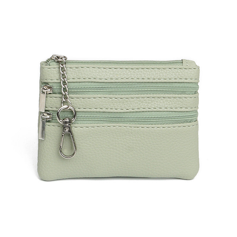 Triple Zip Coin Purse Keychain