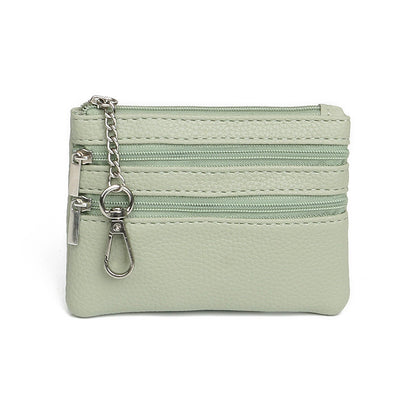 Triple Zip Coin Purse Keychain