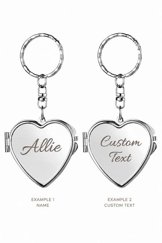 Personalized Heart Compact Mirror Keychain