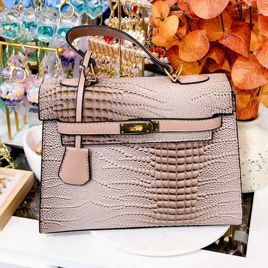 Beige Buckle Crossbody Purse