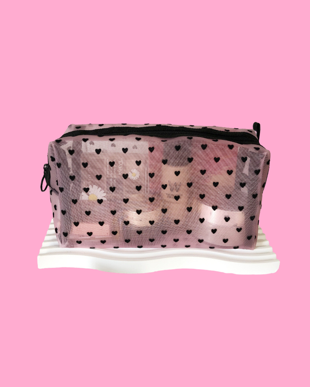 Sweetheart  Mesh Beauty Pouch ( Contents not included )
