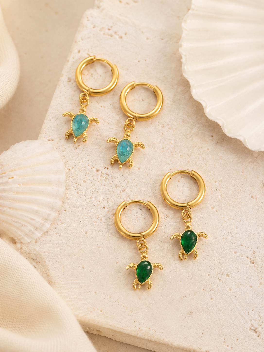 Sea Turtle Huggie Earrings | Tarnish Resistant