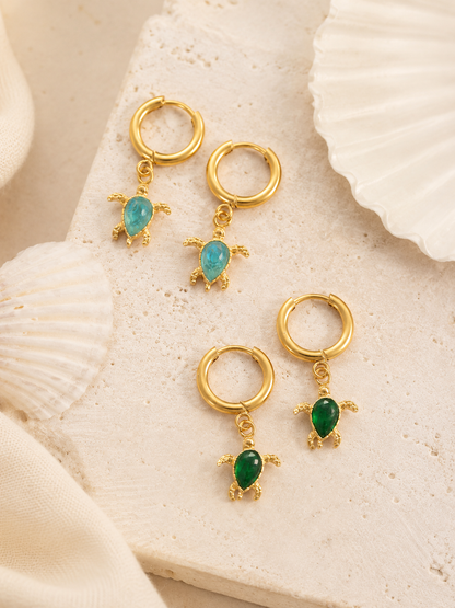 Sea Turtle Huggie Earrings | Tarnish Resistant