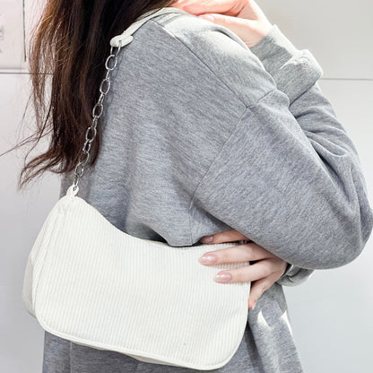 Corduroy Chain Strap Shoulder Bag ( 2 colors available)