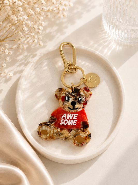 Awesome Teddy Bear Acrylic Bag Charm