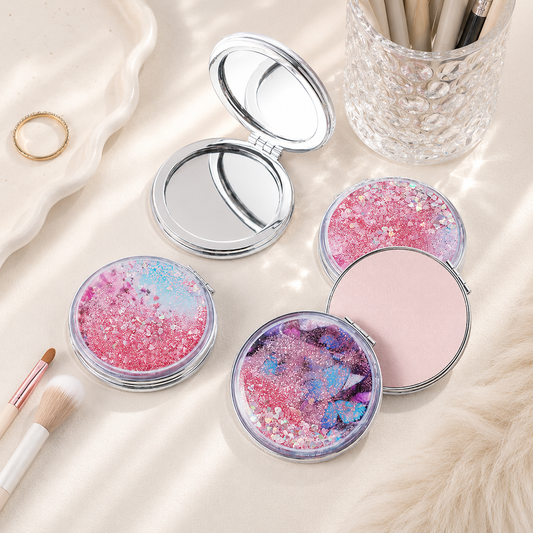 Glitter Shaker Compact Mirror – Double-Sided Makeup Mirror