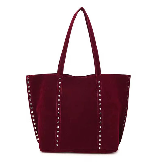 Studded Suede Large Tote Bag