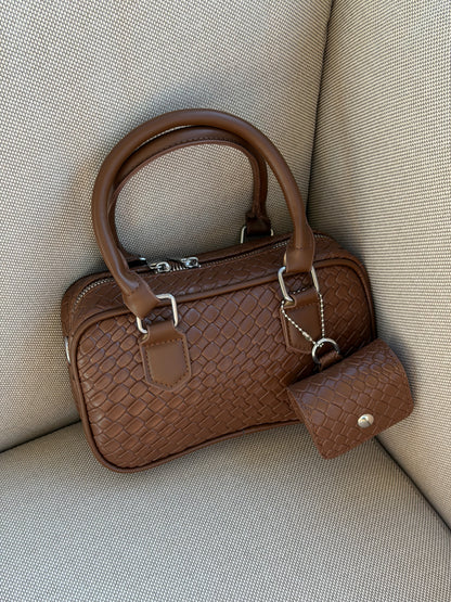 Croc Embossed Boston Satchel with Matching Coin Pouch ( Available in 3 colors )