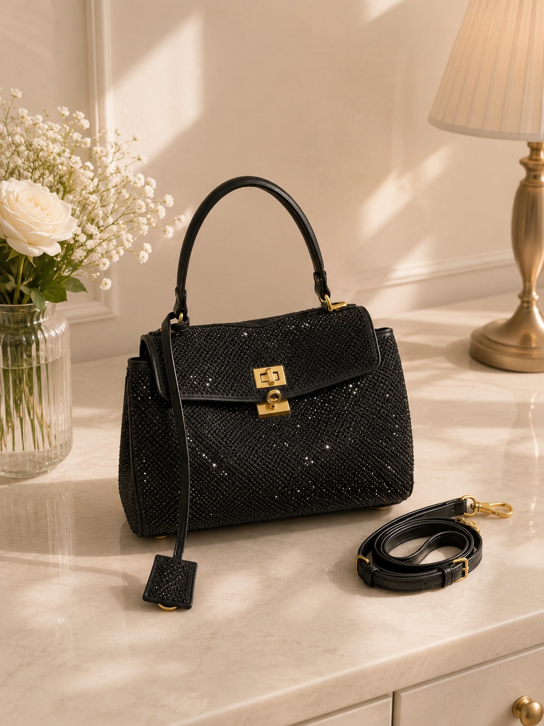 Spotlight Rhinestone Crossbody Bag