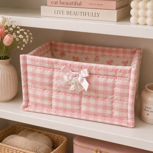 Rosie Gingham Storage Basket