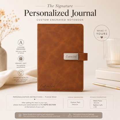 The Signature Personalized Journal | Custom Engraved Leather Notebook