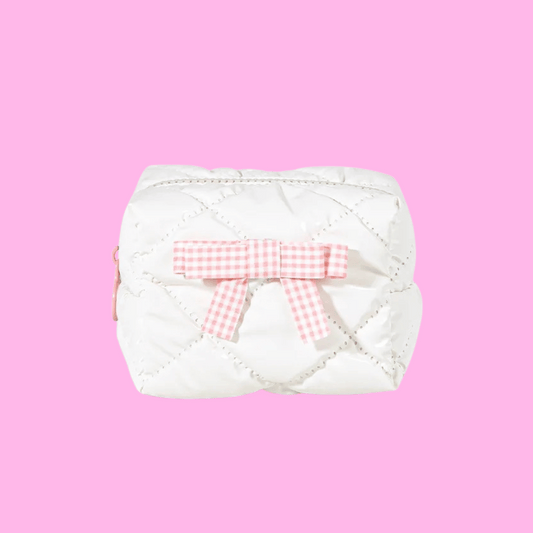 Gingham Bow Quilted Pouch