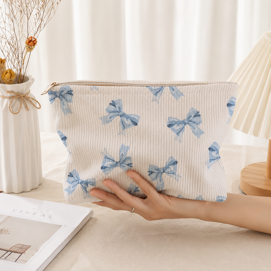 Baby Blue Bow Makeup Bag