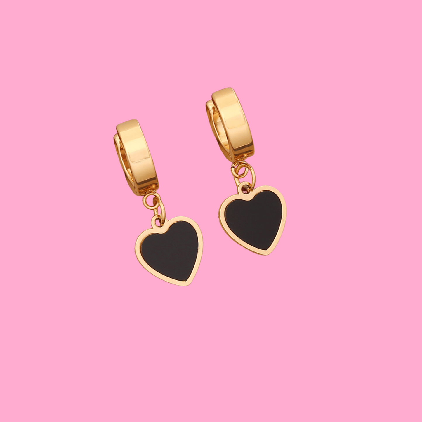 Onyx Love Huggie Earrings