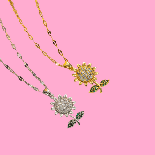Bling Sunflower Necklace ( 2 colors available )