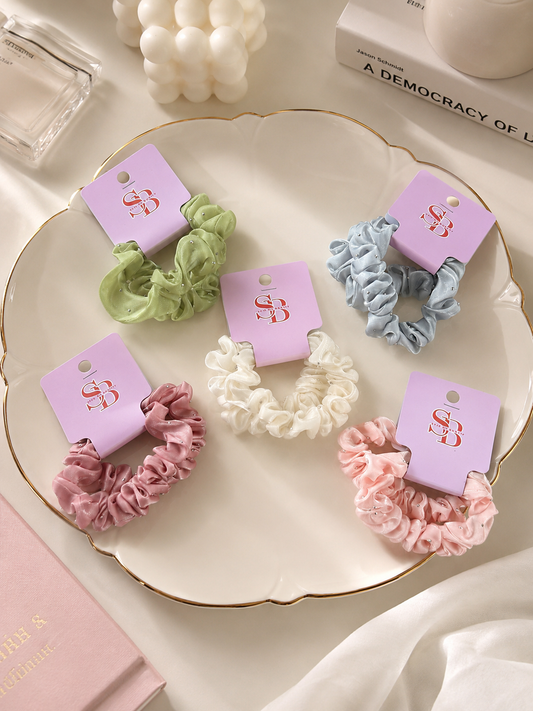 2 Piece Rhinestone Hair Scrunchie Set