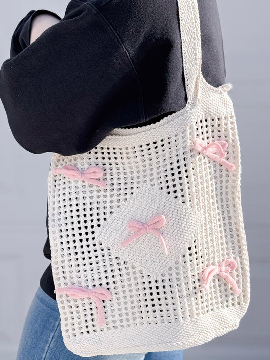 Knit Bow Tote Bag