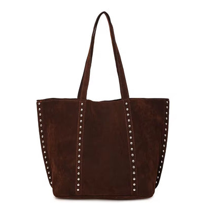 Studded Suede Large Tote Bag