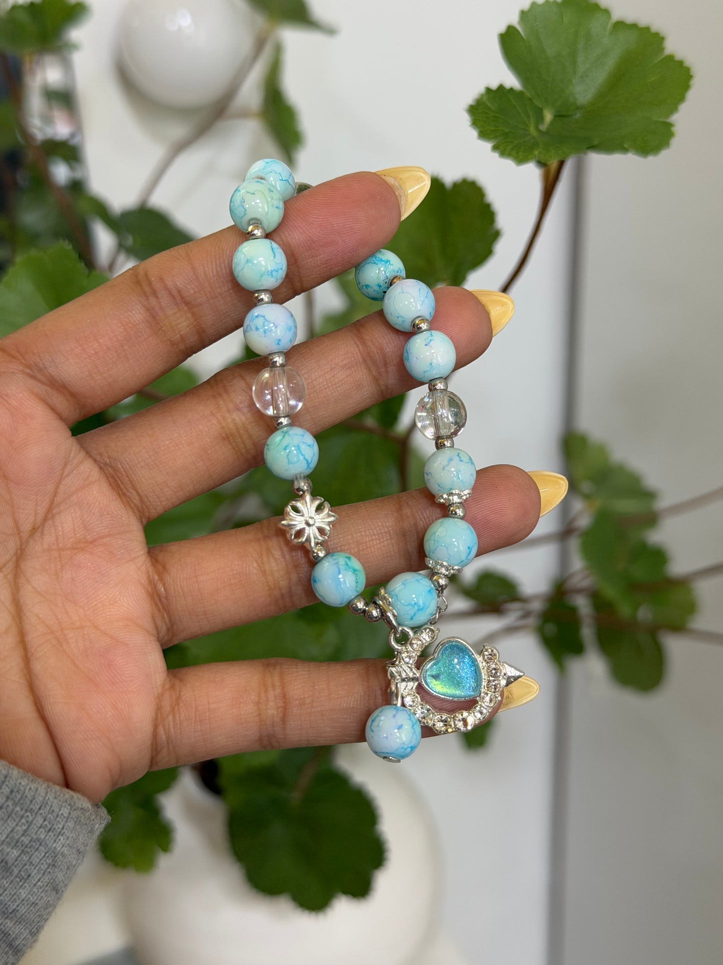 New Blue Theme Charm Beaded Bracelet