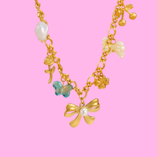 Pearl Coquette Charm Necklace