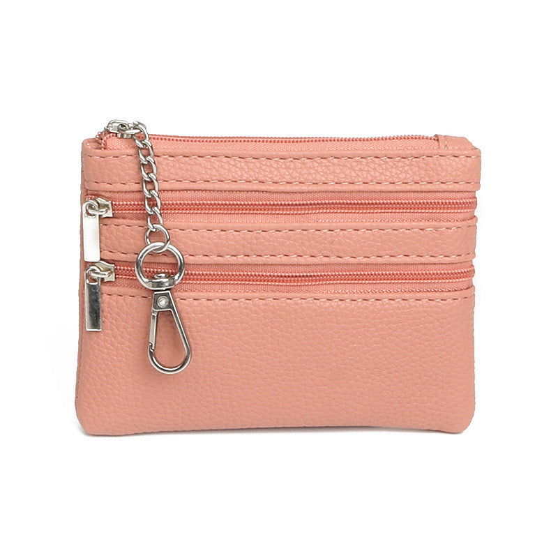 Triple Zip Coin Purse Keychain