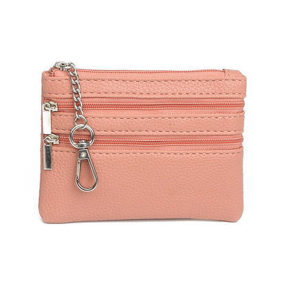 Triple Zip Coin Purse Keychain