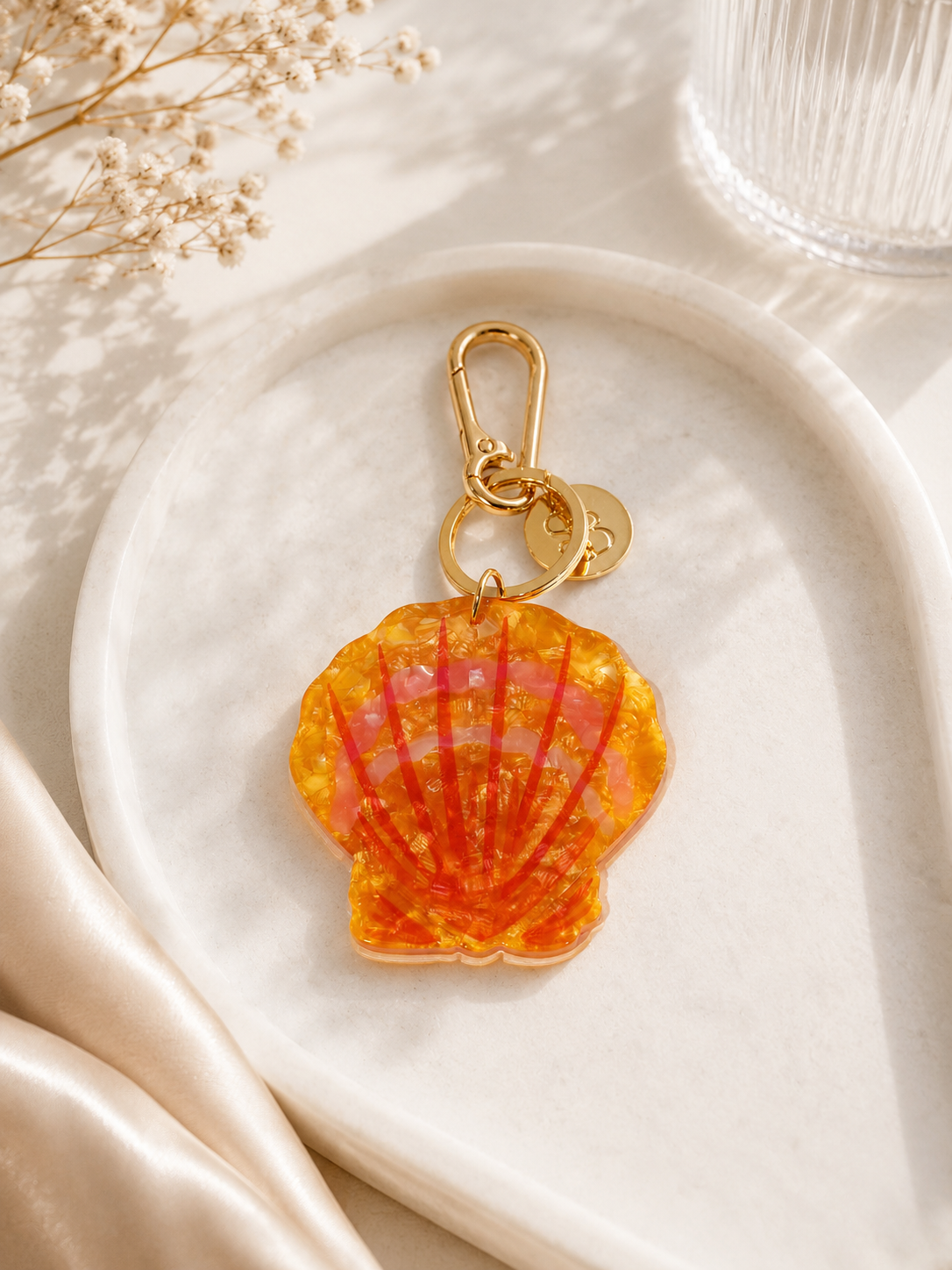 Sunset Seashell Acrylic Bag Charm